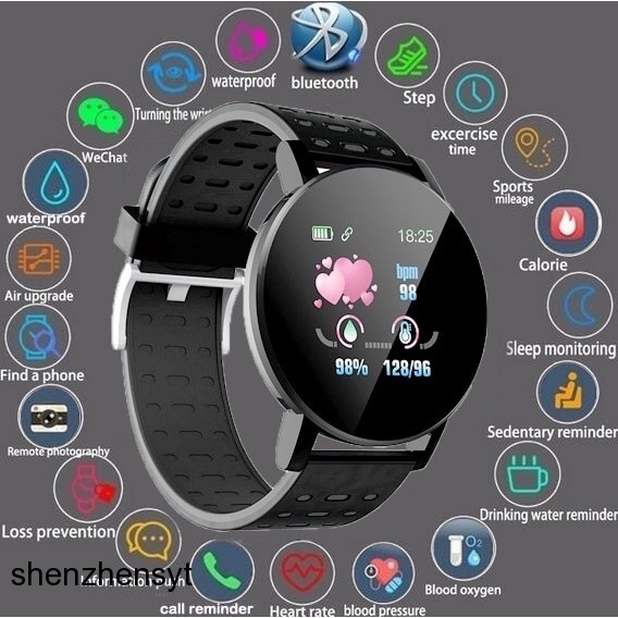 relogio smartwatch redondo Relógio Smartwatch/Band 119 Plus Fitness/Monitor digital À Prova