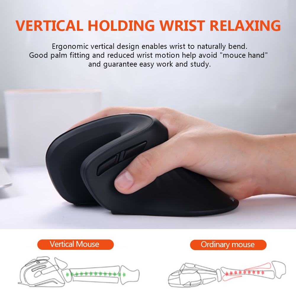 2.4 G Hz Rato sem fio vertical mouse com fio vertical